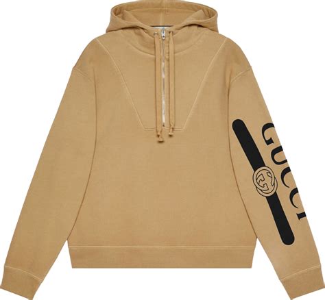 gucci hoodie beige|gucci distressed hoodie.